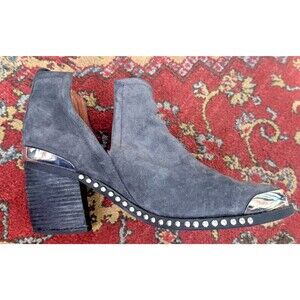 Jeffrey Campbell Optimum Gray Suede Silver Studded Booties US 10 RARE